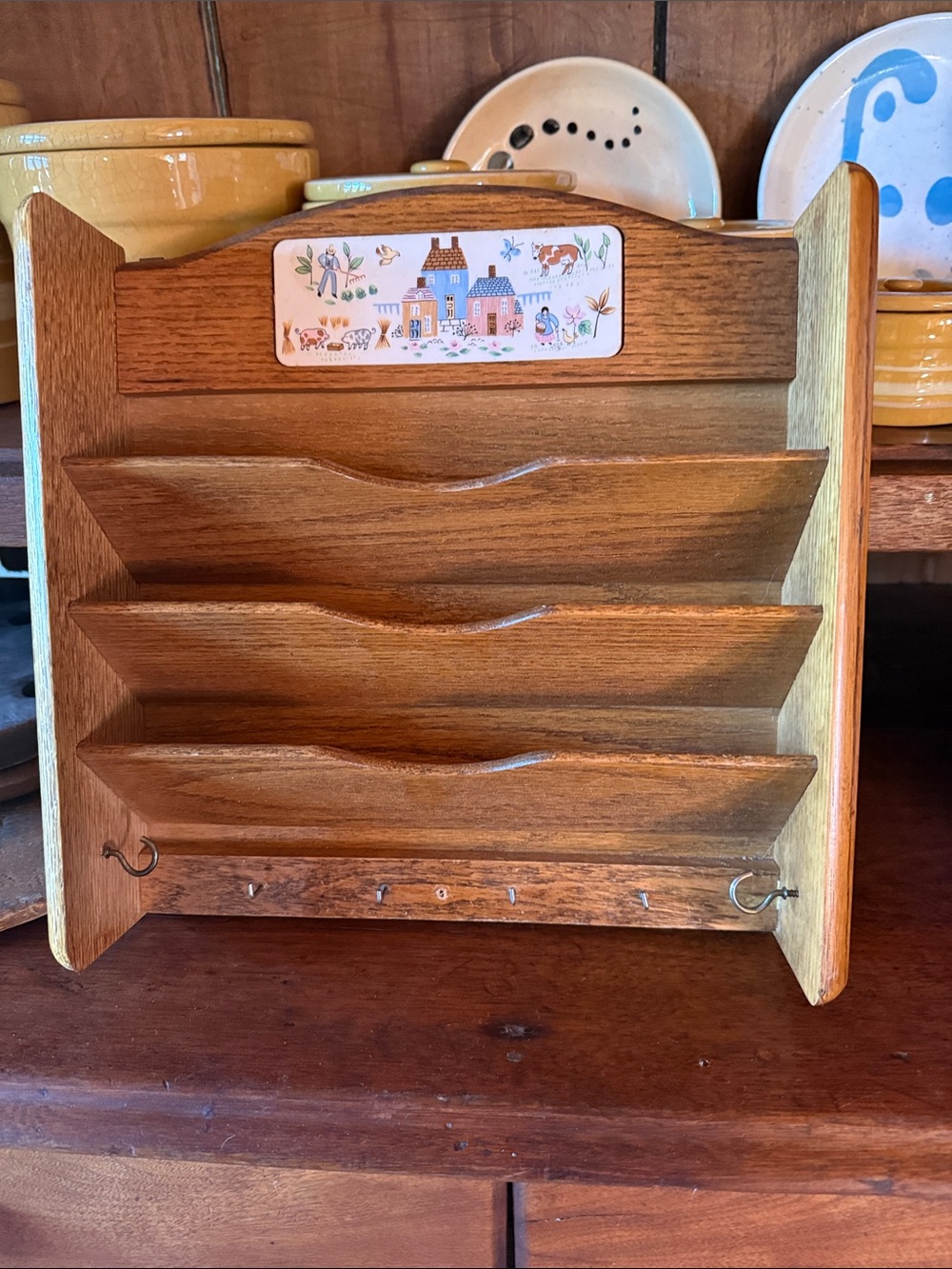 International Heartland Wooden Wall Mail Organizer - Brown